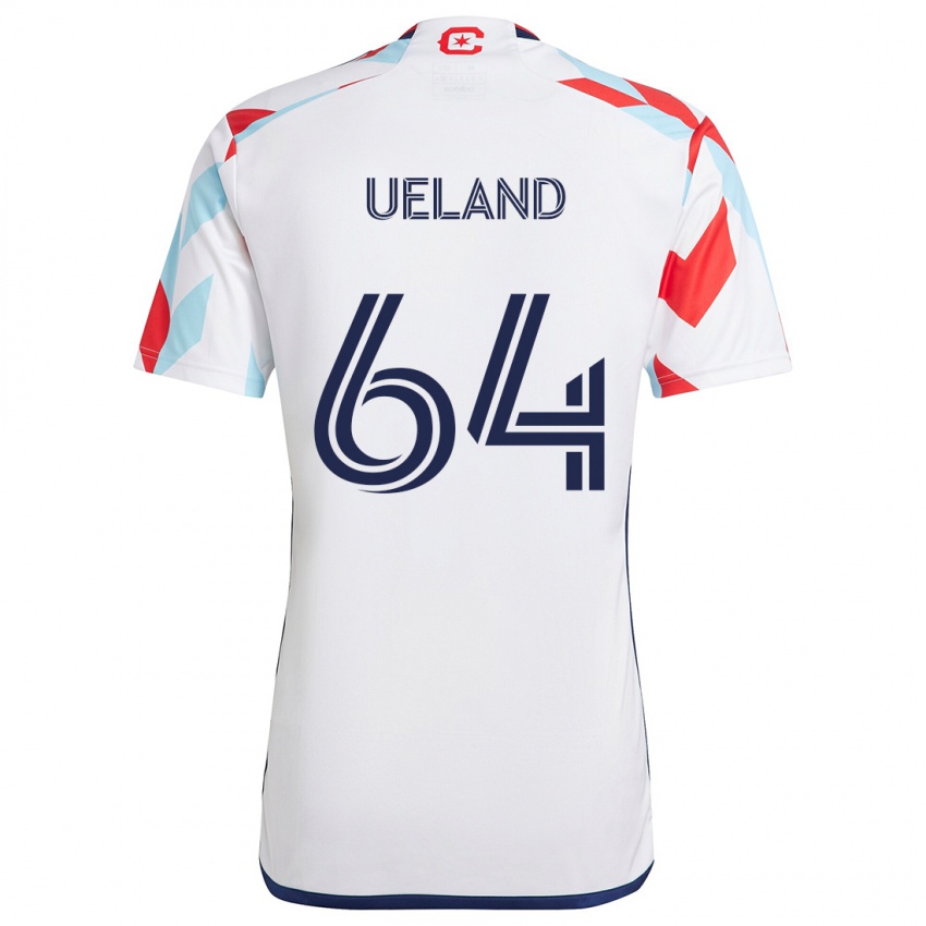 Uomo Maglia Andreas Ueland #64 Bianco Rosso Blu Kit Gara Away 2024/25 Maglietta