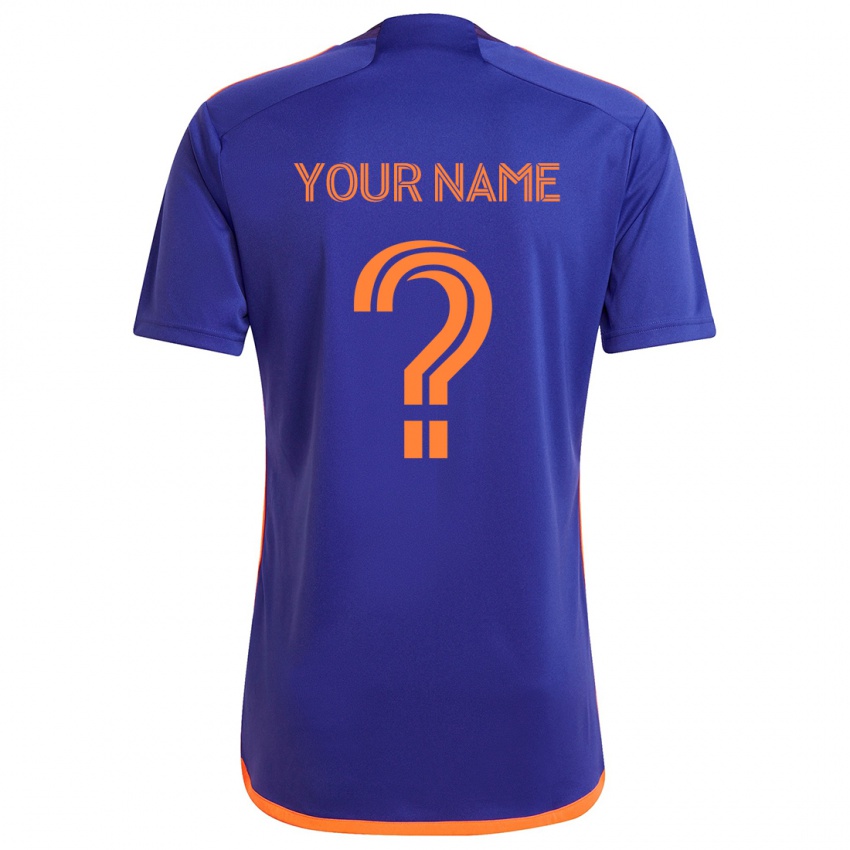 Uomo Maglia Il Tuo Nome #0 Viola Arancione Kit Gara Away 2024/25 Maglietta