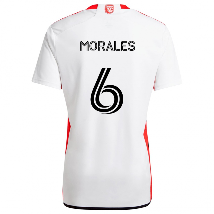 Uomo Maglia Alfredo Morales #6 Bianco Rosso Kit Gara Away 2024/25 Maglietta