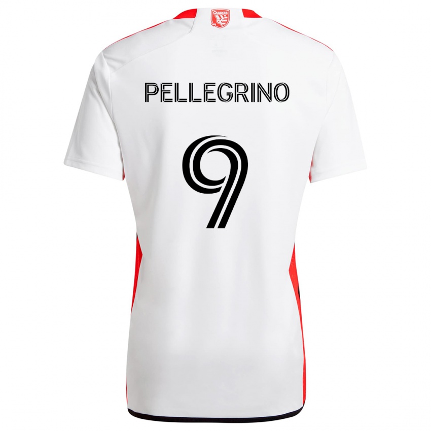 Uomo Maglia Amahl Pellegrino #9 Bianco Rosso Kit Gara Away 2024/25 Maglietta