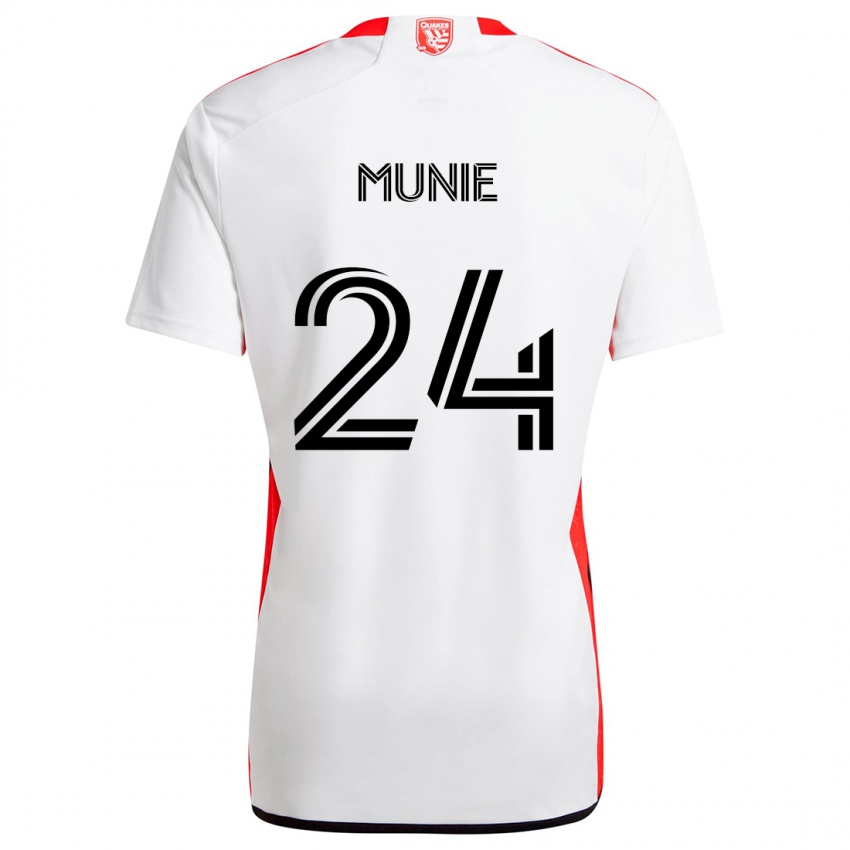 Uomo Maglia Daniel Munie #24 Bianco Rosso Kit Gara Away 2024/25 Maglietta