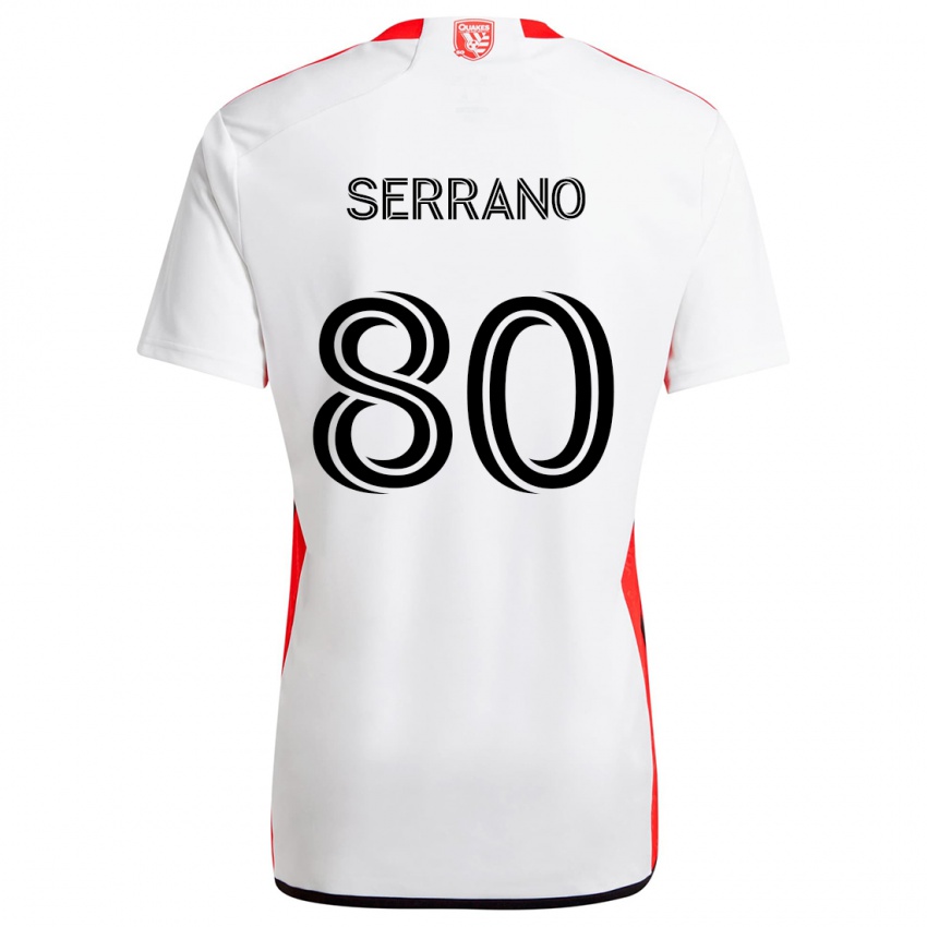 Uomo Maglia David Serrano #80 Bianco Rosso Kit Gara Away 2024/25 Maglietta