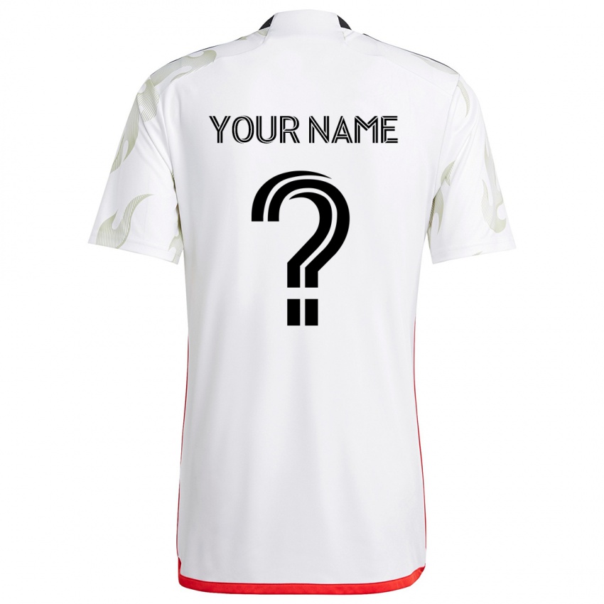 Uomo Maglia Il Tuo Nome #0 Bianco Rosso Nero Kit Gara Away 2024/25 Maglietta