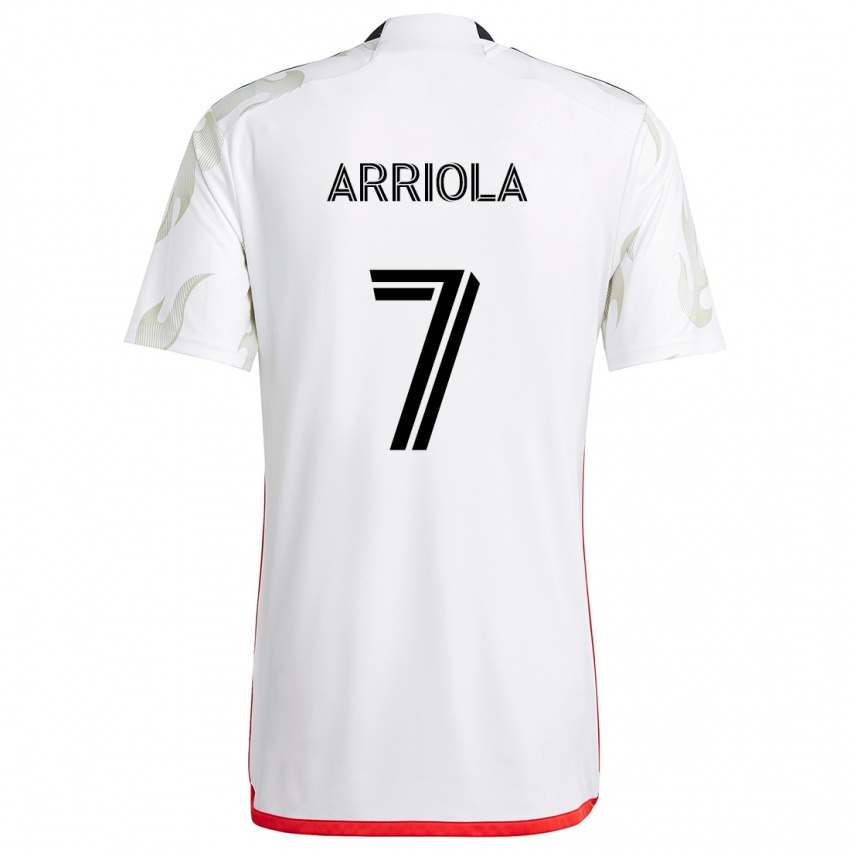 Uomo Maglia Paul Arriola #7 Bianco Rosso Nero Kit Gara Away 2024/25 Maglietta