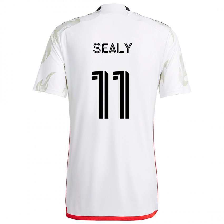 Uomo Maglia Dante Sealy #11 Bianco Rosso Nero Kit Gara Away 2024/25 Maglietta