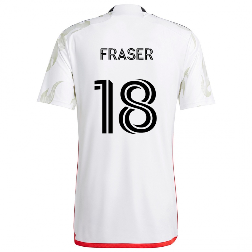 Uomo Maglia Liam Fraser #18 Bianco Rosso Nero Kit Gara Away 2024/25 Maglietta