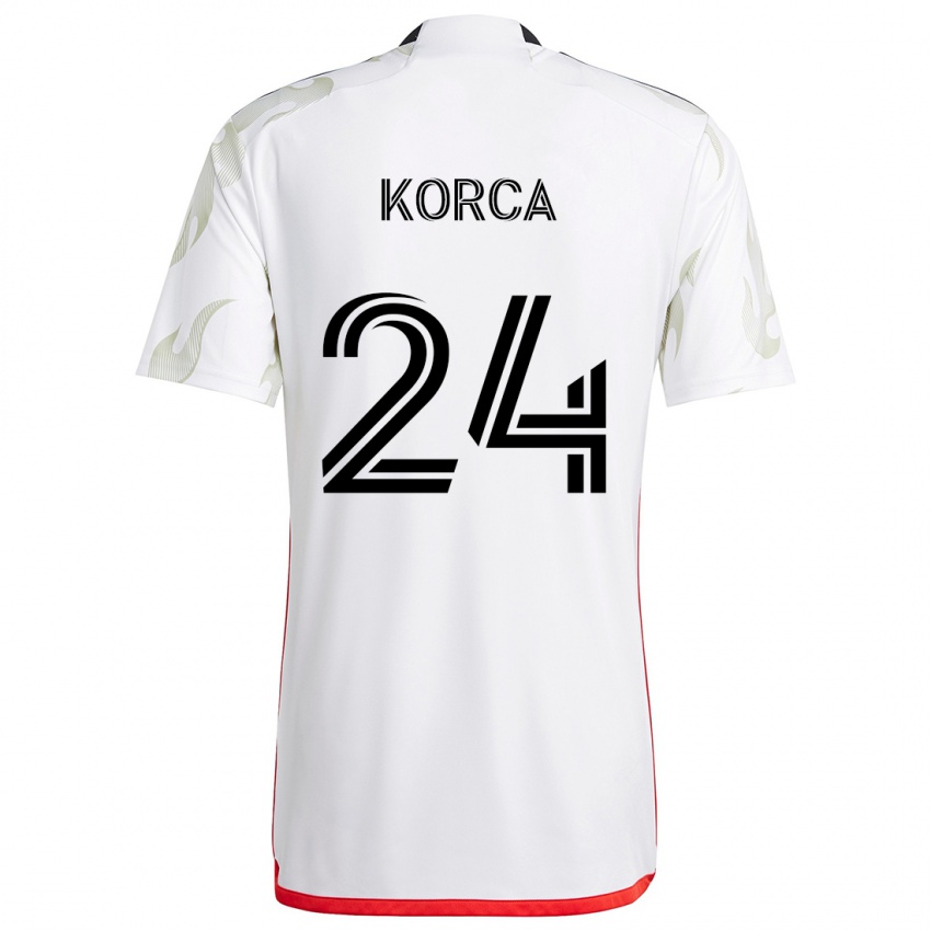 Uomo Maglia Amet Korca #24 Bianco Rosso Nero Kit Gara Away 2024/25 Maglietta