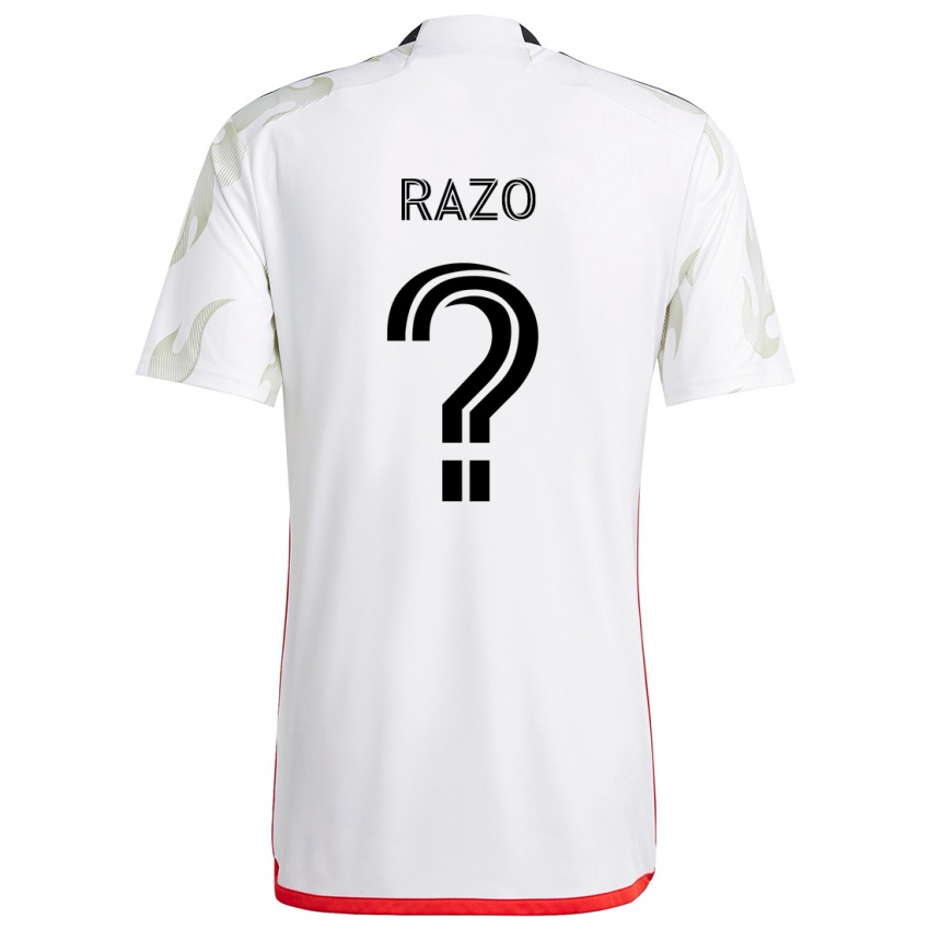 Uomo Maglia Edgar Razo #0 Bianco Rosso Nero Kit Gara Away 2024/25 Maglietta