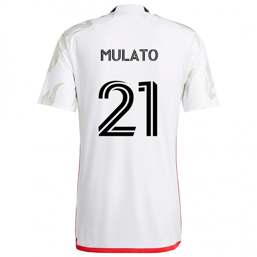 Uomo Maglia José Mulato #21 Bianco Rosso Nero Kit Gara Away 2024/25 Maglietta