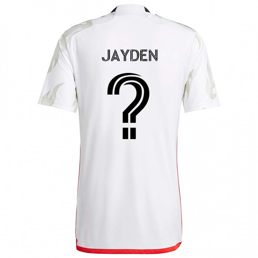 Uomo Maglia Rus Jayden #0 Bianco Rosso Nero Kit Gara Away 2024/25 Maglietta