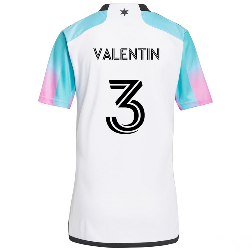 Uomo Maglia Zarek Valentin #3 Bianco Blu Nero Kit Gara Away 2024/25 Maglietta