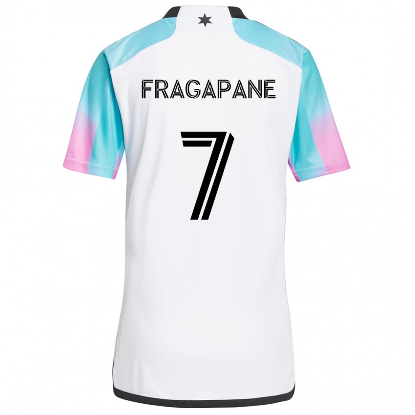 Uomo Maglia Franco Fragapane #7 Bianco Blu Nero Kit Gara Away 2024/25 Maglietta