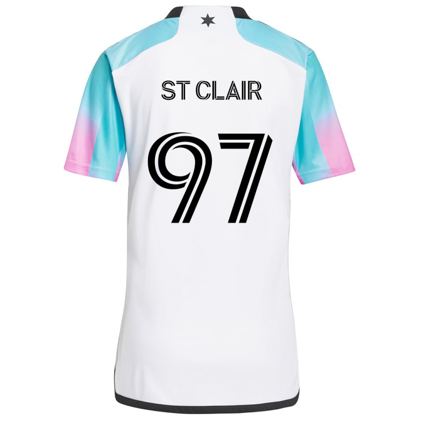 Uomo Maglia Dayne St. Clair #97 Bianco Blu Nero Kit Gara Away 2024/25 Maglietta