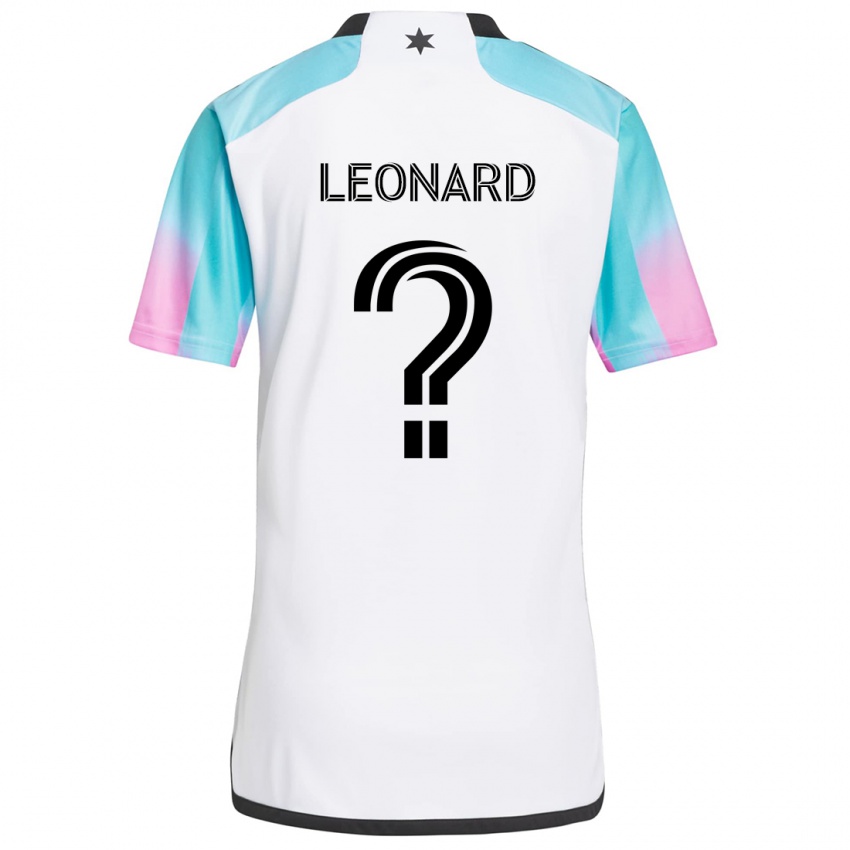 Uomo Maglia Tyler Leonard #0 Bianco Blu Nero Kit Gara Away 2024/25 Maglietta