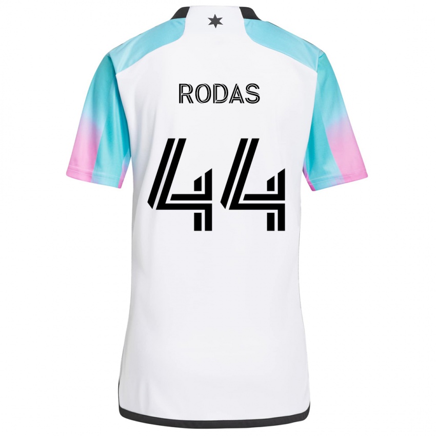 Uomo Maglia Geremy Rodas #44 Bianco Blu Nero Kit Gara Away 2024/25 Maglietta