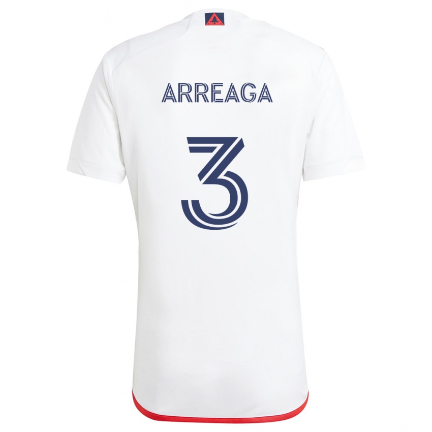 Uomo Maglia Xavier Arreaga #3 Bianco Rosso Kit Gara Away 2024/25 Maglietta