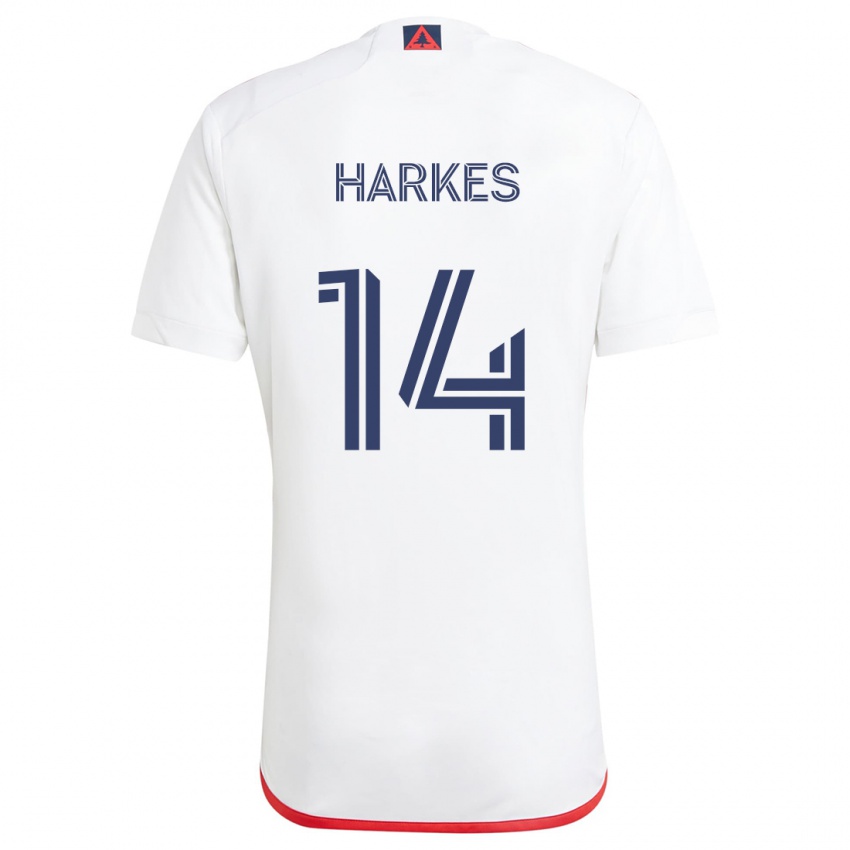 Uomo Maglia Ian Harkes #14 Bianco Rosso Kit Gara Away 2024/25 Maglietta