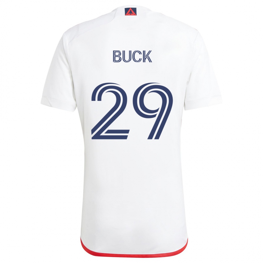 Uomo Maglia Noel Buck #29 Bianco Rosso Kit Gara Away 2024/25 Maglietta