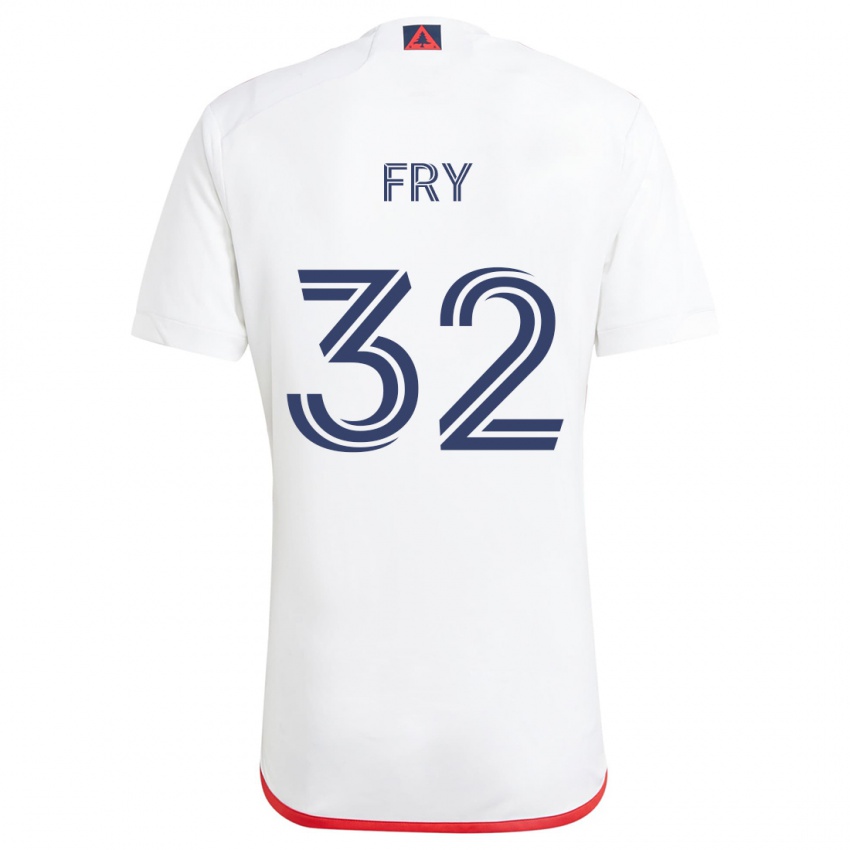 Uomo Maglia Malcolm Fry #32 Bianco Rosso Kit Gara Away 2024/25 Maglietta