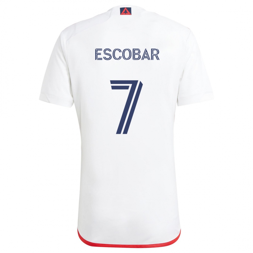 Uomo Maglia Olger Escobar #7 Bianco Rosso Kit Gara Away 2024/25 Maglietta