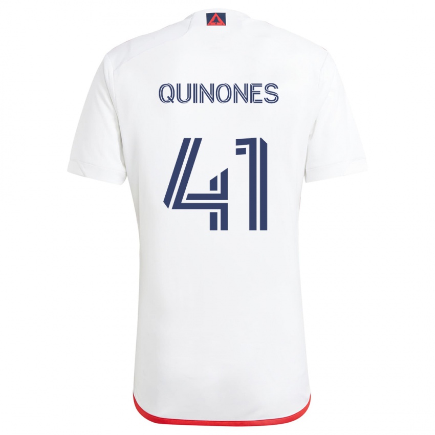 Uomo Maglia Colby Quiñónes #41 Bianco Rosso Kit Gara Away 2024/25 Maglietta