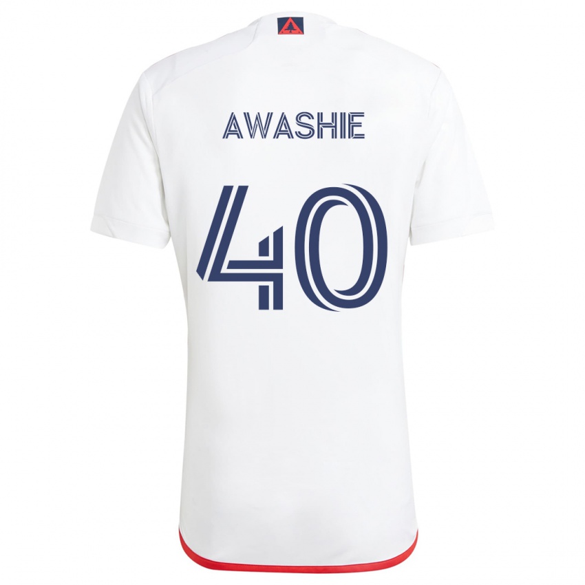 Uomo Maglia Ben Awashie #40 Bianco Rosso Kit Gara Away 2024/25 Maglietta