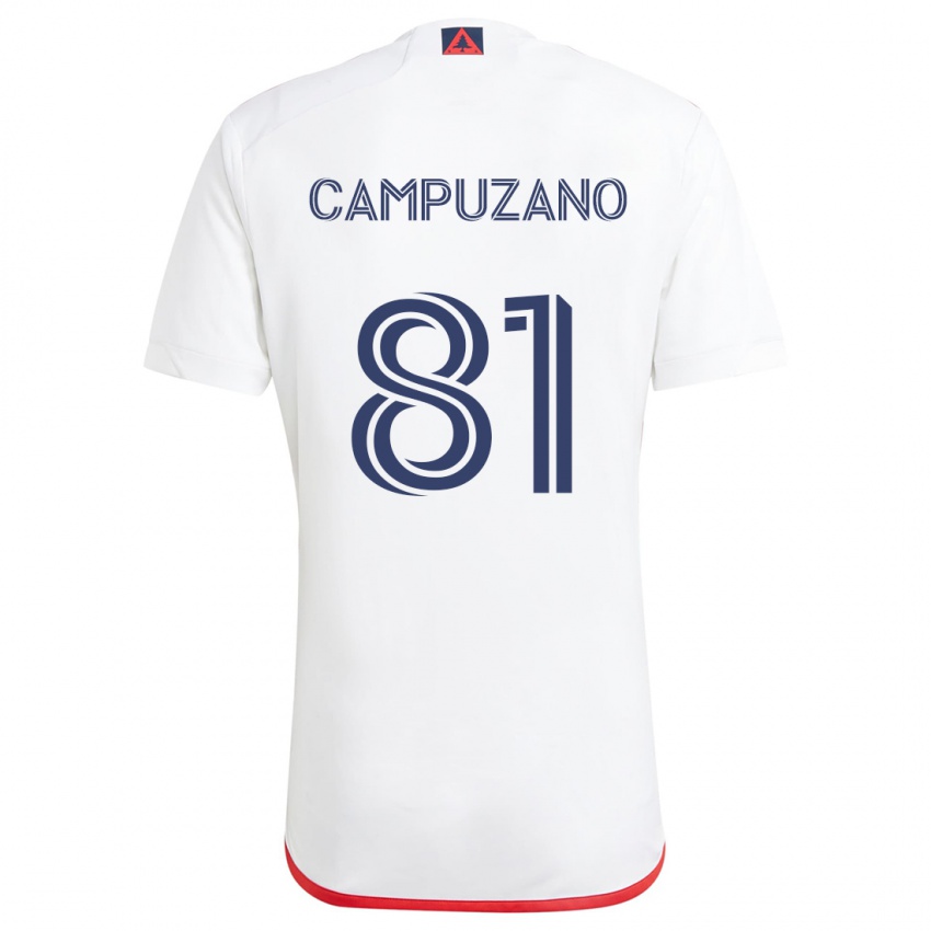 Uomo Maglia Nico Campuzano #81 Bianco Rosso Kit Gara Away 2024/25 Maglietta