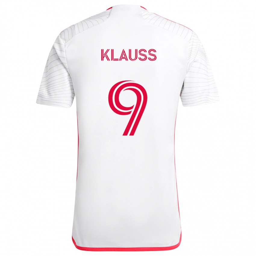 Uomo Maglia João Klauss #9 Bianco Rosso Kit Gara Away 2024/25 Maglietta