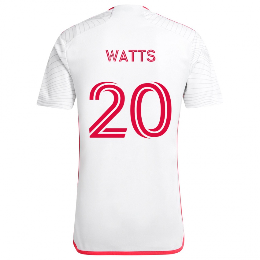 Uomo Maglia Akil Watts #20 Bianco Rosso Kit Gara Away 2024/25 Maglietta