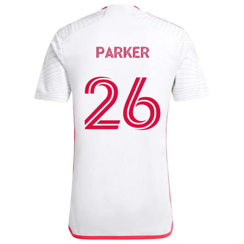 Uomo Maglia Tim Parker #26 Bianco Rosso Kit Gara Away 2024/25 Maglietta