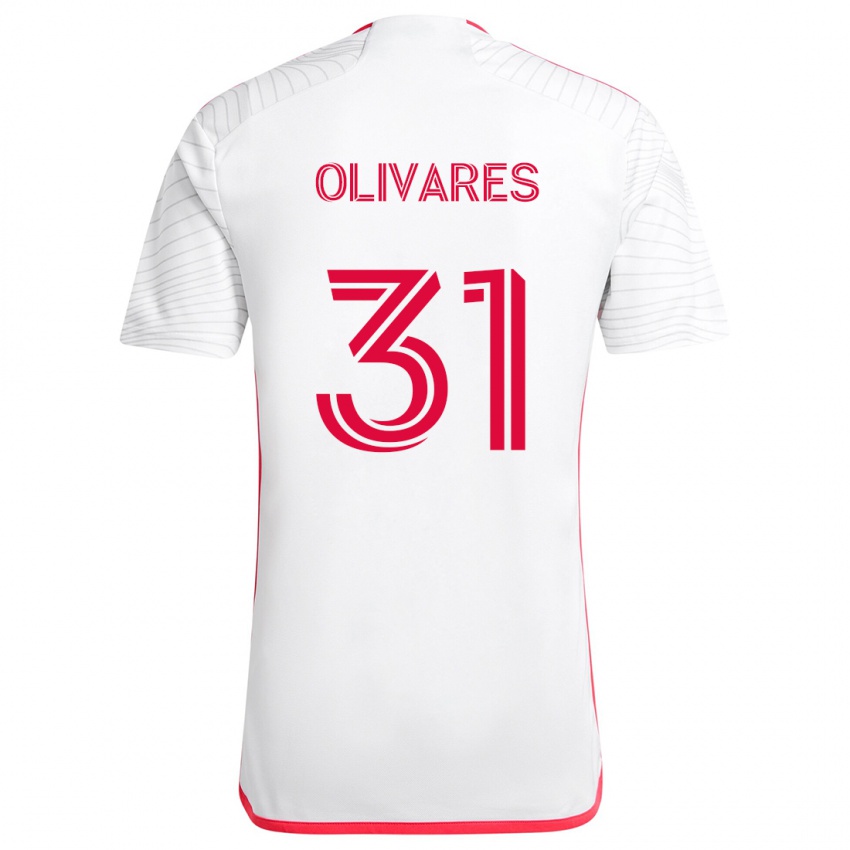 Uomo Maglia Christian Olivares #31 Bianco Rosso Kit Gara Away 2024/25 Maglietta