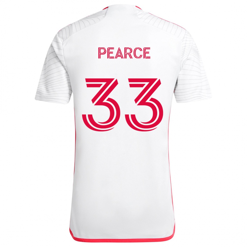 Uomo Maglia Tyson Pearce #33 Bianco Rosso Kit Gara Away 2024/25 Maglietta