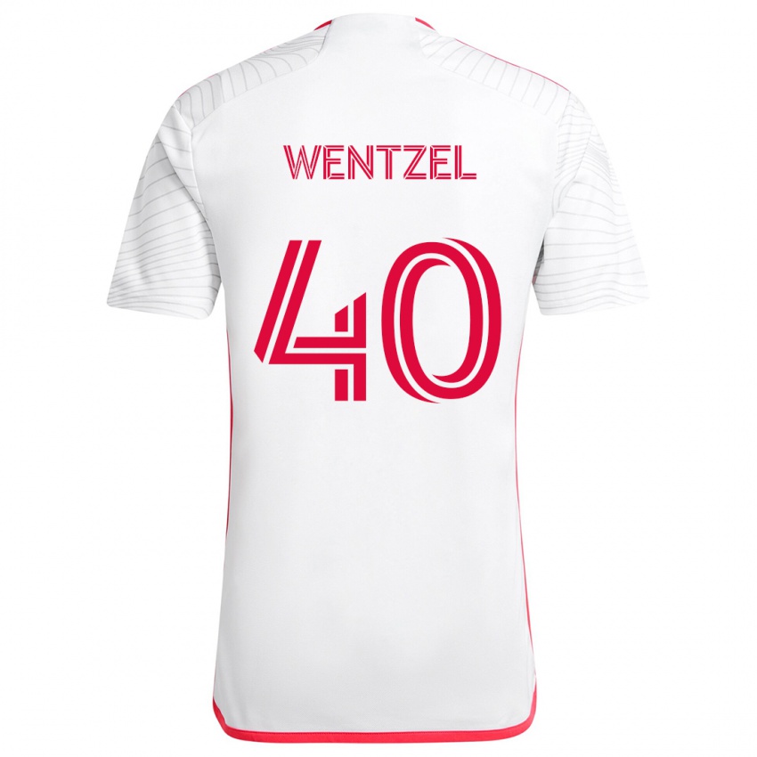 Uomo Maglia Michael Wentzel #40 Bianco Rosso Kit Gara Away 2024/25 Maglietta