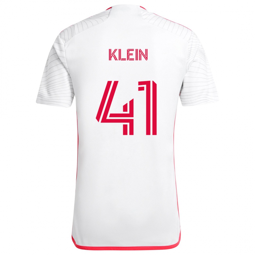 Uomo Maglia Johnny Klein #41 Bianco Rosso Kit Gara Away 2024/25 Maglietta