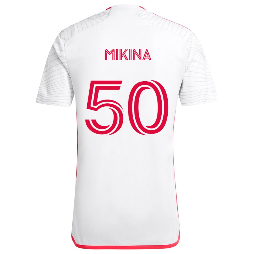 Uomo Maglia Gabriel Mikina #50 Bianco Rosso Kit Gara Away 2024/25 Maglietta