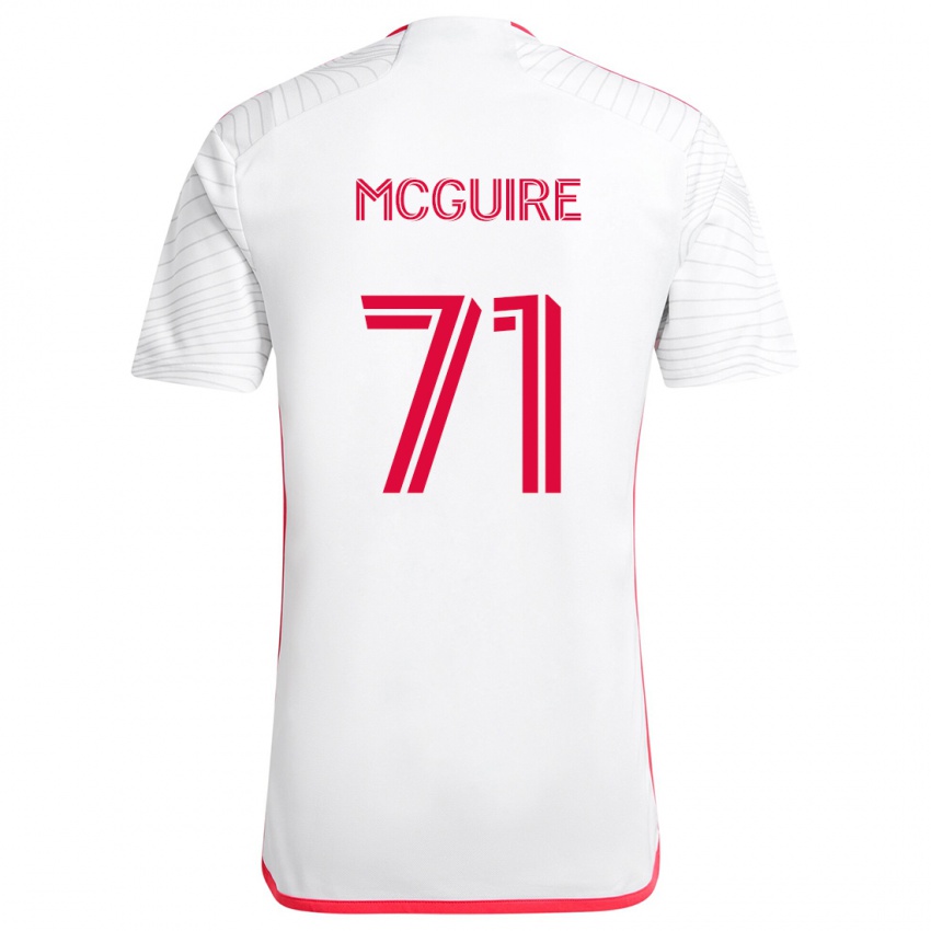 Uomo Maglia Nolan Mcguire #71 Bianco Rosso Kit Gara Away 2024/25 Maglietta