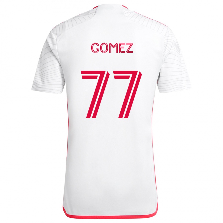 Uomo Maglia Sam Gomez #77 Bianco Rosso Kit Gara Away 2024/25 Maglietta