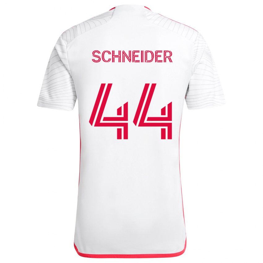 Uomo Maglia Max Schneider #44 Bianco Rosso Kit Gara Away 2024/25 Maglietta