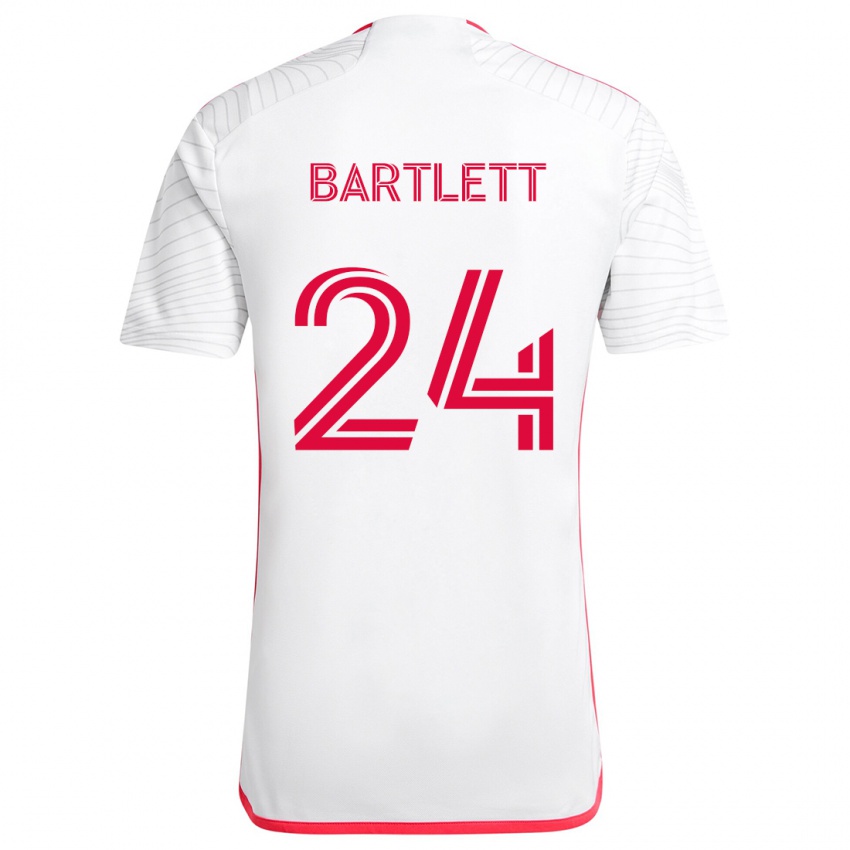 Uomo Maglia Lucas Bartlett #24 Bianco Rosso Kit Gara Away 2024/25 Maglietta