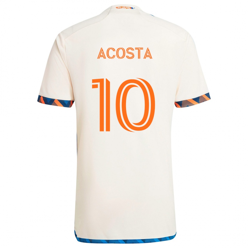 Uomo Maglia Luciano Acosta #10 Bianco Arancione Kit Gara Away 2024/25 Maglietta