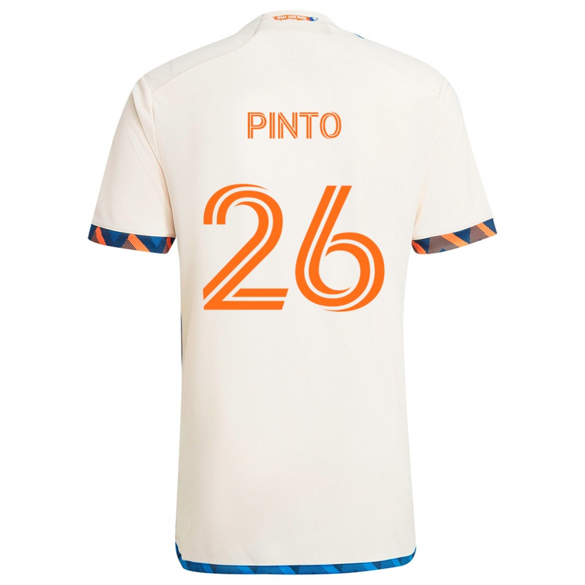 Uomo Maglia Malik Pinto #26 Bianco Arancione Kit Gara Away 2024/25 Maglietta