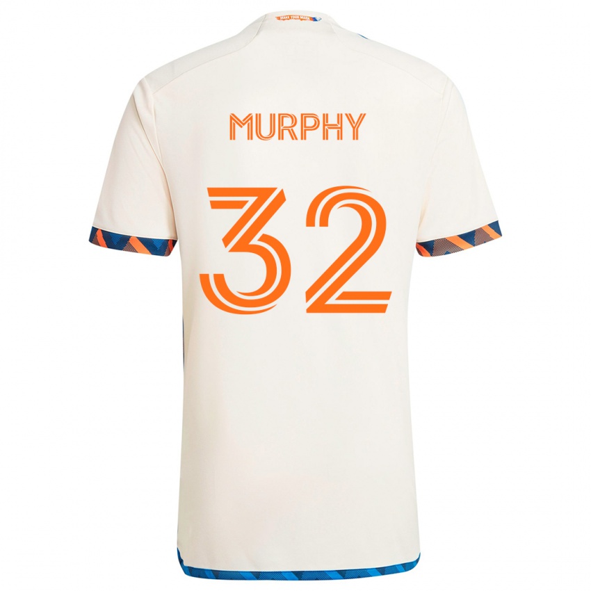 Uomo Maglia Ian Murphy #32 Bianco Arancione Kit Gara Away 2024/25 Maglietta