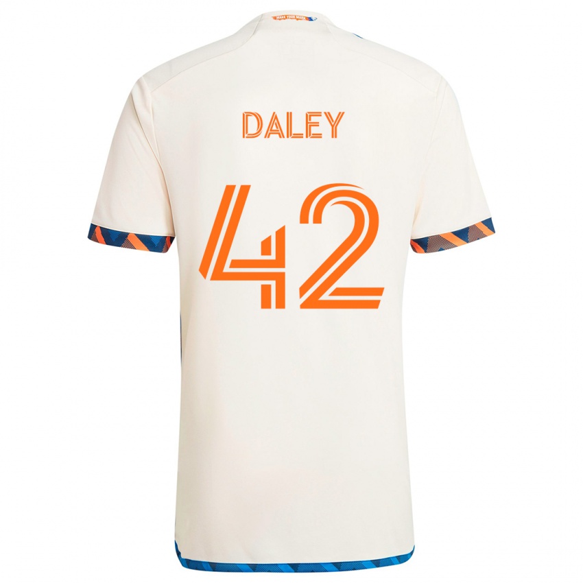 Uomo Maglia Amir Daley #42 Bianco Arancione Kit Gara Away 2024/25 Maglietta