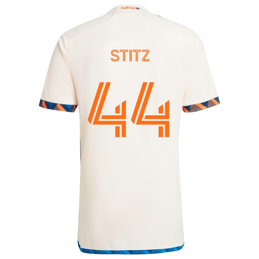 Uomo Maglia Ben Stitz #44 Bianco Arancione Kit Gara Away 2024/25 Maglietta