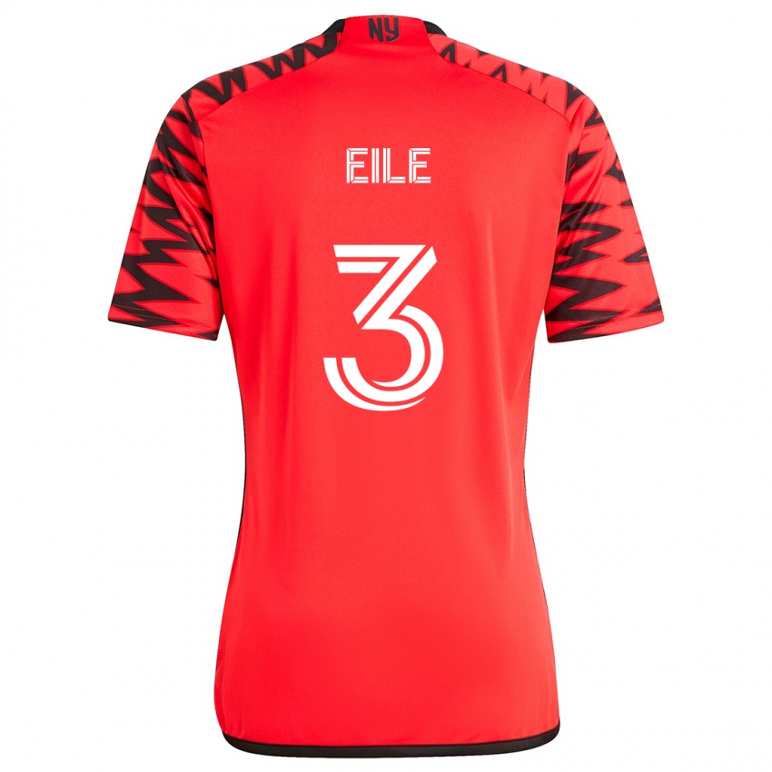 Uomo Maglia Noah Eile #3 Rosso Nero Bianco Kit Gara Away 2024/25 Maglietta