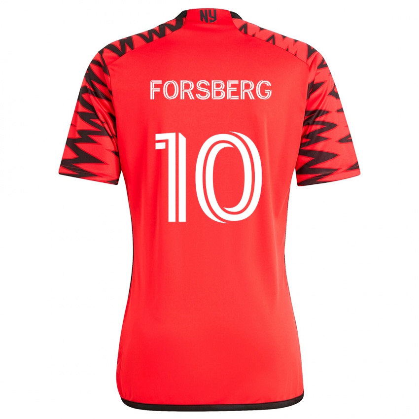 Uomo Maglia Emil Forsberg #10 Rosso Nero Bianco Kit Gara Away 2024/25 Maglietta