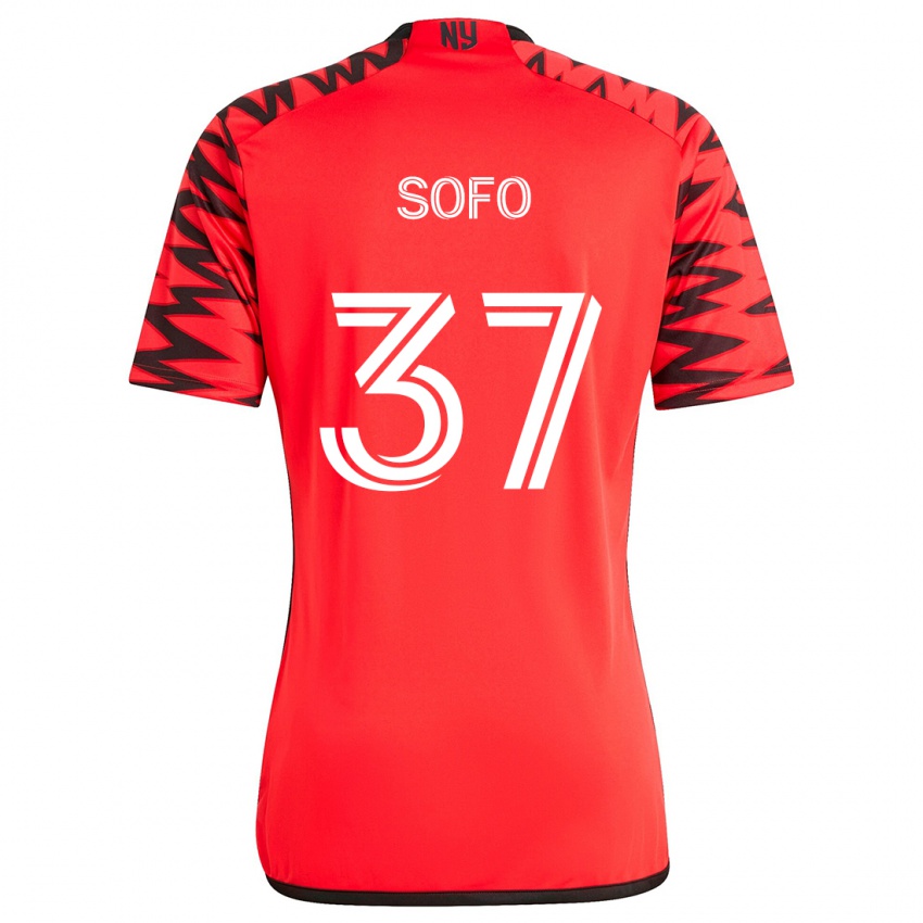 Uomo Maglia Mohammed Sofo #37 Rosso Nero Bianco Kit Gara Away 2024/25 Maglietta