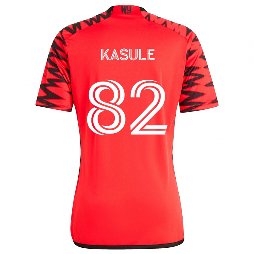 Uomo Maglia Ibrahim Kasule #82 Rosso Nero Bianco Kit Gara Away 2024/25 Maglietta