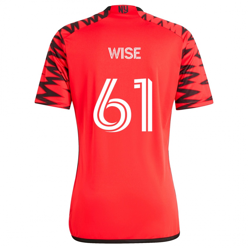 Uomo Maglia Henry Wise #61 Rosso Nero Bianco Kit Gara Away 2024/25 Maglietta