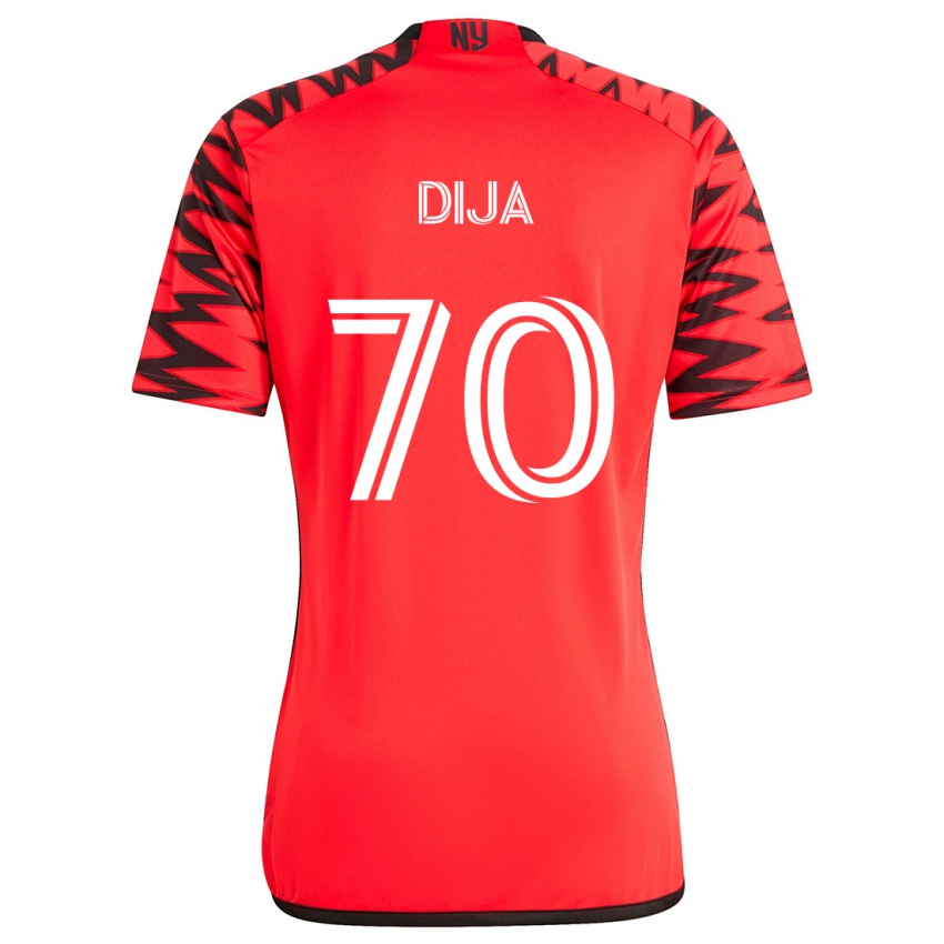 Uomo Maglia Dija #70 Rosso Nero Bianco Kit Gara Away 2024/25 Maglietta